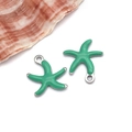 Grass green starfish pendant in gold plated stainless steel with colorful enamel finish - Small Fruit Green Style (T1162)