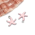 Pink starfish enamel charms in vacuum-plated gold for DIY jewelry and necklace making - Small Pink Style (T1163)