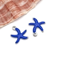 Blue enamel starfish pendants in silver finish for DIY jewelry necklaces and earrings - Small Royal Blue Style (T1164)