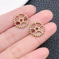 Antieke bronzen steampunk tandwiel hangers voor DIY sieraden maken tussen vingers - 15mm / Antiek Brons Rond Tandwiel (6445)