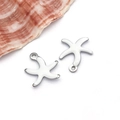 Silver stainless steel starfish charm with white enamel finish for DIY jewelry - Small White Style (T1165)