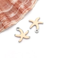 Pair of starfish charms with light pink enamel inlay and silver-colored metal frames - Small Nude Style (T1167)