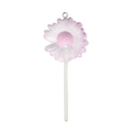 Pendentif fleur DIY avec tête en résine dégradé rose et blanc et un petit anneau en argent - Sucette Marguerite Rose (18663)