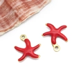 Golden starfish pendant with red enamel finish for DIY jewelry making accessories - Small Gold Red Style (T1171)