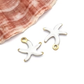 Gold-plated stainless steel starfish pendant with white enamel for DIY jewelry making - Small Gold White Style (T1173)