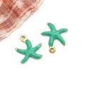 Mint green starfish enamel charms with gold plating for DIY jewelry making sets - Small Gold Fruit Green Style (T1174)