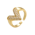 Adjustable 18K gold-plated V-shaped open ring with micro-paved clear cubic zirconia crystals - Gold White Zirconia
