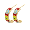 Boucles d'oreilles créoles C émaillées colorées avec main de Fatma et mauvais œil - Main de Hamsa et Mauvais Œil