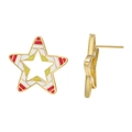 Orecchini a stella colorati con smalto a strisce rosse bianche e verdi in oro - Pentagramma Cavo Rosso Bianco Verde (7)