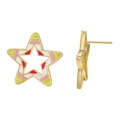 Orecchini a perno a stella in smalto colorato placcati oro con vivaci motivi patchwork - Pentagramma Patchwork Color Neon (8)