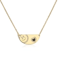 Gold semi-circle necklace with zircon pavé smiley face and black heart pendant - Semi-Circular Pendant Smile Black Heart Style / Gold Black