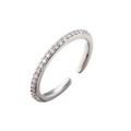 Verstelbare S925 zilveren ring met micro-pave zirkonia en glinsterende kristallen - Rij Zirkonen / Zilver Witte Zirconia Rij