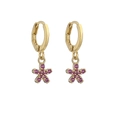 Exquisite gold hoop earrings with micro-set pink zircon flower pendants for women - Gold and Purple Flower Pendant (Style 3)