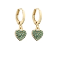 Golden heart-shaped drop earrings featuring shimmering green micro-pave cubic zirconia - Gold-Tone Green Heart Pendant (No. 2)