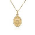 Collar de acero inoxidable dorado con colgante ovalado y motivo de paraguas en relieve - Estilo Paraguas Dorado (3)