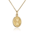 Collar de acero dorado con colgante ovalado de cafetera moka en relieve y cadena fina - Estilo Cafetera Moka Dorado (1)