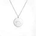 Gepolijste zilveren medaillon ketting met minimalistische gravering van klappende handen - Witgoud
