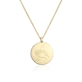Gepolijste 18K vergulde ronde schijf hanger ketting met hand-klappende gravure op het metaal - Goud