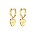 18K gold plated heart charm hoop earrings with starburst zircon stone details - Heart / White Zirconia