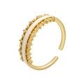Detailansicht des 18k vergoldeten Rings mit weißem Emailleband und Zirkonia in Sternform - Einstellbar Offen / Weiß