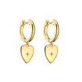 Detailed macro view of 18K gold-plated heart huggie earrings with purple zircon starburst - Heart / Purple Zirconia