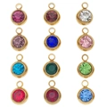 Set de 12 colgantes redondos de colores con montura de acero inoxidable chapado en oro - Colección 12 Colores Oro