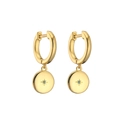 Polished 18K gold-plated hoop earrings with turquoise zircon starburst charms - Round / Blue Zirconia