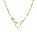 Detail of gold oval link chain featuring a heart spring clasp and a pink safety pin charm - Khaki