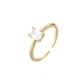Adjustable 18K gold-plated ring with a square-cut clear cubic zirconia in a four-prong setting - Adjustable Open / Gold with Clear Stone Style (2)