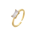 Adjustable gold open ring with a rectangle-cut micro-paved cubic zirconia center stone - Adjustable Open / Gold Micro-Inlaid Clear Stone Style (3)