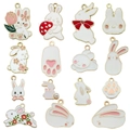 Collection of 15 cartoon rabbit and cat paw enamel charms for DIY jewelry and keychains - Mix 15pcs Enamel Mid-Autumn Easter Rabbit Set (SN1212)