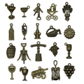 20-piece vintage bronze wine themed alloy pendants for DIY jewelry making set - Mix 20pcs Antique Bronze Wine Series