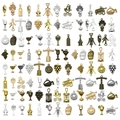 91Pcs set of vintage alloy wine charms with bottles, glasses and grapes for DIY jewelry - Mix 100pcs 5 Colors Wine Series