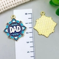 Star-shaped DAD enamel pendant charm with blue accents and gold-plated textured back - Blue Badge / Blue
