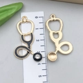 Golden stethoscope charm pendant with black enamel and rhinestones for DIY jewelry making - Large KC Gold Black Rhinestone Stethoscope (23232)