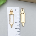 Golden alloy syringe charm with white enamel and scale details for DIY medical jewelry - KC Gold White Rectangle Syringe (12005)