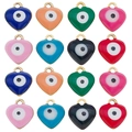 Enamel heart-shaped evil eye charms in multiple colors with gold-tone hangers - Gold Heart Set (T2770)