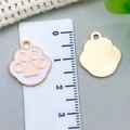 DIY cat paw charms in white and pink enamel with gold alloy finish for jewelry making - Nude Pink Bear Rabbit Paw Style (18834)