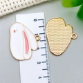 Cute bunny head enamel charms for DIY jewelry making in white and pink finish - White Rabbit Style (21132)