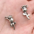 DIY antique silver rose flower charms made of alloy for handmade jewelry making - Rose Charm 11x17mm (16944)