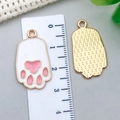 Cartoon pink cat paw alloy pendant with gold plating for DIY jewelry and necklaces - White Paw Rabbit Style (21133)