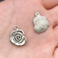 DIY rose flower charms in antique silver alloy for bracelets and jewelry making - Rose Charm 13x17mm (B89)