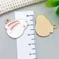 DIY cartoon rabbit enamel charm for necklaces and bracelets with gold metal back - White Rabbit Style (21136)