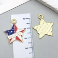 Macro view of 4th of July star charms with American flag pattern and size ruler - Independence Day Pentagram (23131)