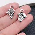 DIY antique silver grape charm pendant for jewelry making shown in front and back view - Fruit Wine Style / Antique Silver (10563)