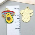 Cartoon avocado alloy pendant with sombrero and maracas for DIY jewelry making - Hat Avocado (23092)