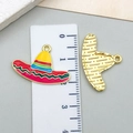 Enameled sombrero pendant charm for jewelry making with colorful Mexican hat design - Sombrero (23093)