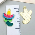 DIY cartoon chili pendant with Mexican hat and golden cactus back for jewelry making - Hat Chili (23096)