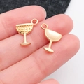 Pair of gold-plated cocktail glass charms in two finishes with rings for DIY jewelry - Wine Glass Style (20807)