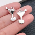 Silver wine glass alloy charms for DIY jewelry making earrings and bracelets - Wine Glass Style / Antique Silver (12145)
